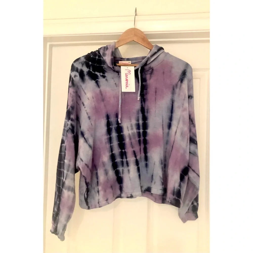 MARONIE LA Tie Dye Hooded Crop Sweatshirt BRAND NEW Size Medium!